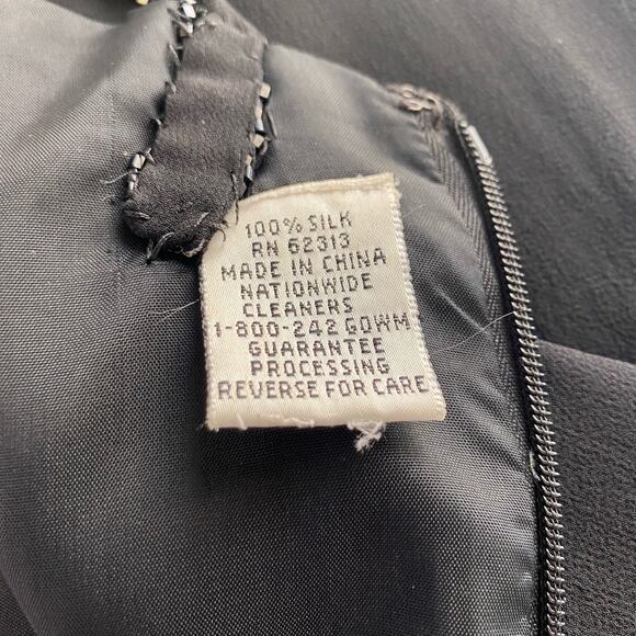 Black Tie Oleg Cassini size Small Silk Beaded Embellished Party Evening Dress - Picture 10 of 11